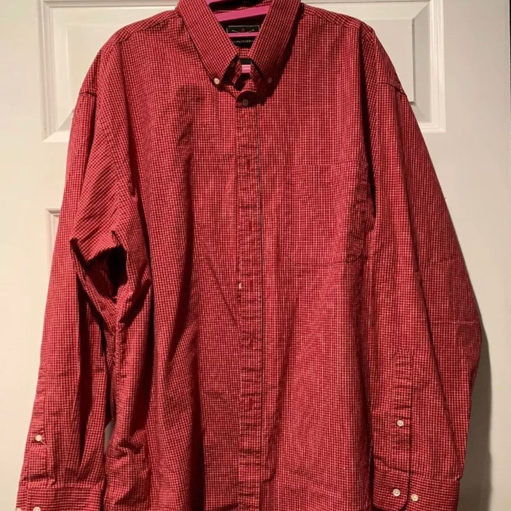 The Arrow Company Mens Red Plaid Long Sleeve Shirt size 16 1/2 34/35